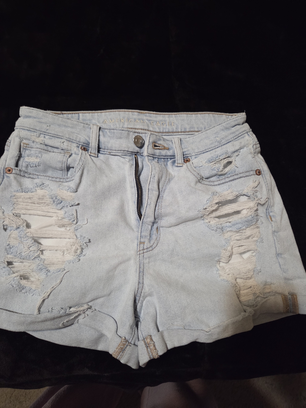 American Eagle Outfitters Light Blue Distressed High-Rise Jean Shorts
